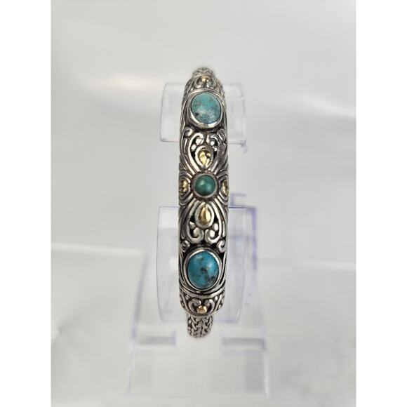 Unbranded Jewelry - 925 Sterling Silver Turquoise Woven Bracelet 7.5"